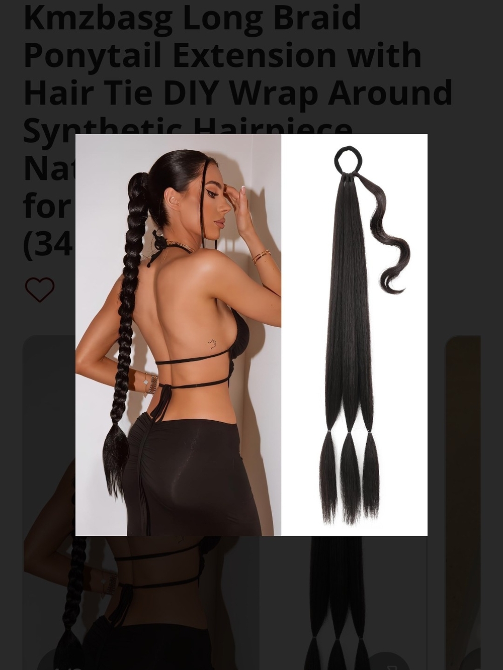 Black Brown Long Braided Ponytail Extension W/hair Tie
